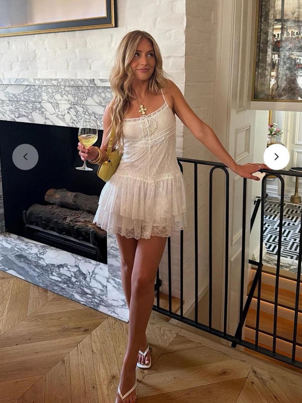Lace Trim Slip Romper/dress - White - Picture 3 of 4
